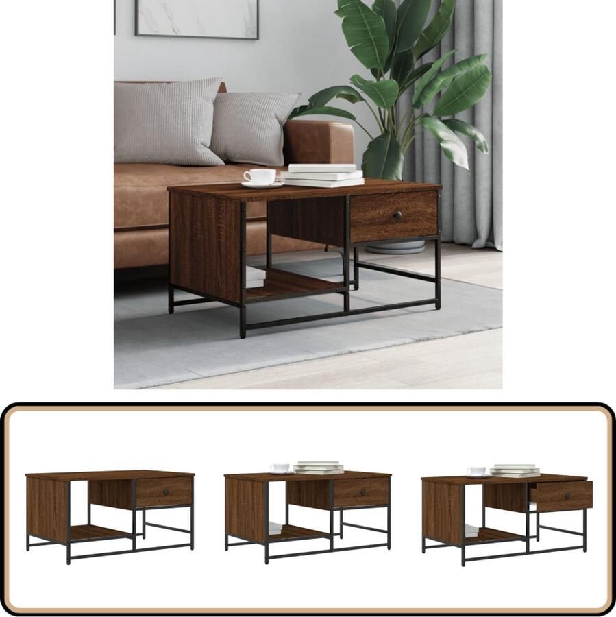 VidaXL Salontafel 85 5x51x45 cm Bruin Eikenhout Salontafel Bruine Eiken Kleur Houten Salontafel Salontafeltje Bijzettafel Tv Tafeltje Living Room Furniture Meubilair