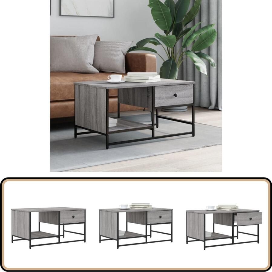 VidaXL Salontafel 85 5x51x45 cm Grijs Sonoma Eiken Salontafel Bijzettafel Houten Salontafel Grijze Salontafel Design Salontafel