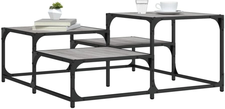 VidaXL Salontafel 87 5x87 5x40 cm Grijs Sonoma Eiken Salontafel Salontafels Tafel Bijzettafel