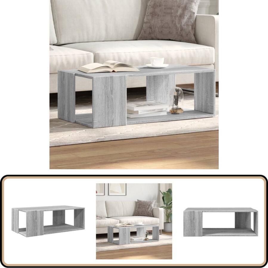 VidaXL Salontafel 89 5x48x30 cm bewerkt hout grijs sonoma eikenkleurig