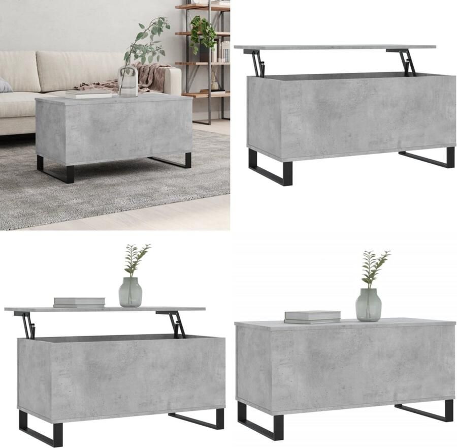 VidaXL Salontafel 90x44 5x45 cm bewerkt hout betongrijs Salontafel Salontafels Bijzettafel Banktafel