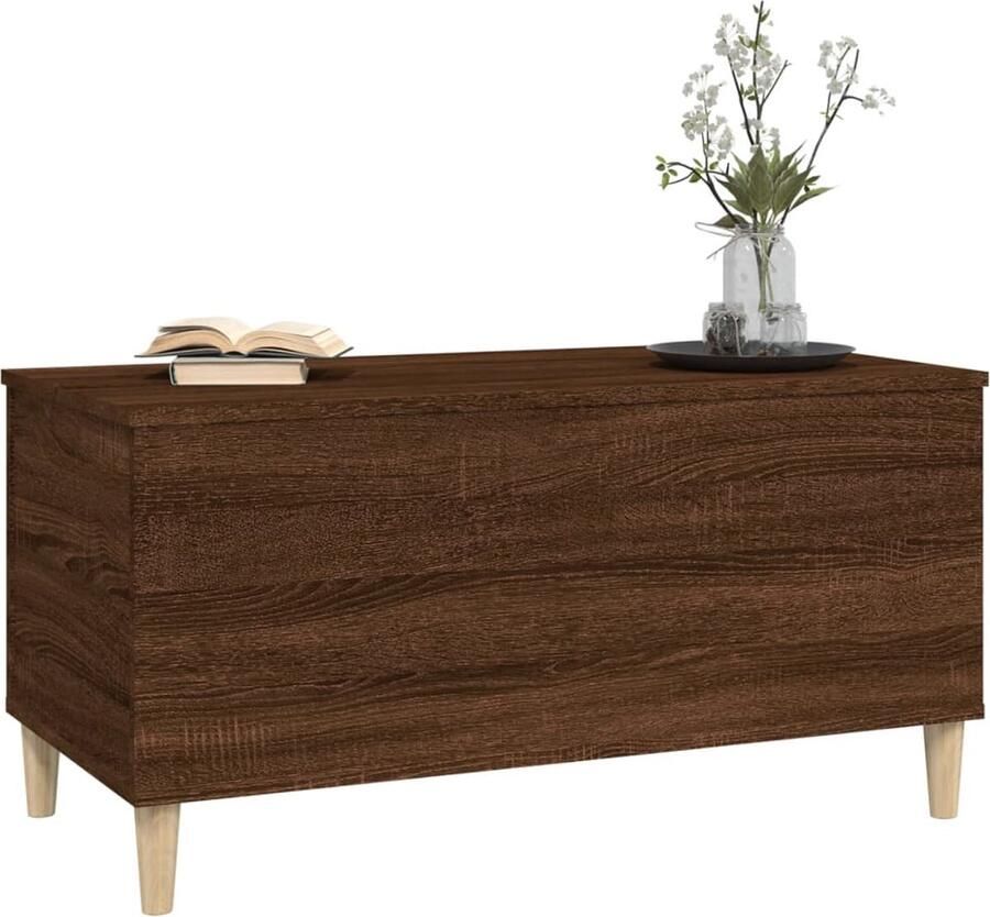 VidaXL Salontafel 90x44 5x45 cm Bruin Eikenkleur Salontafel Houten Salontafel Bruine Eiken Salontafel Lift Top Salontafel Multifunctionele Salontafel Opbergruimte Salontafel - Foto 2