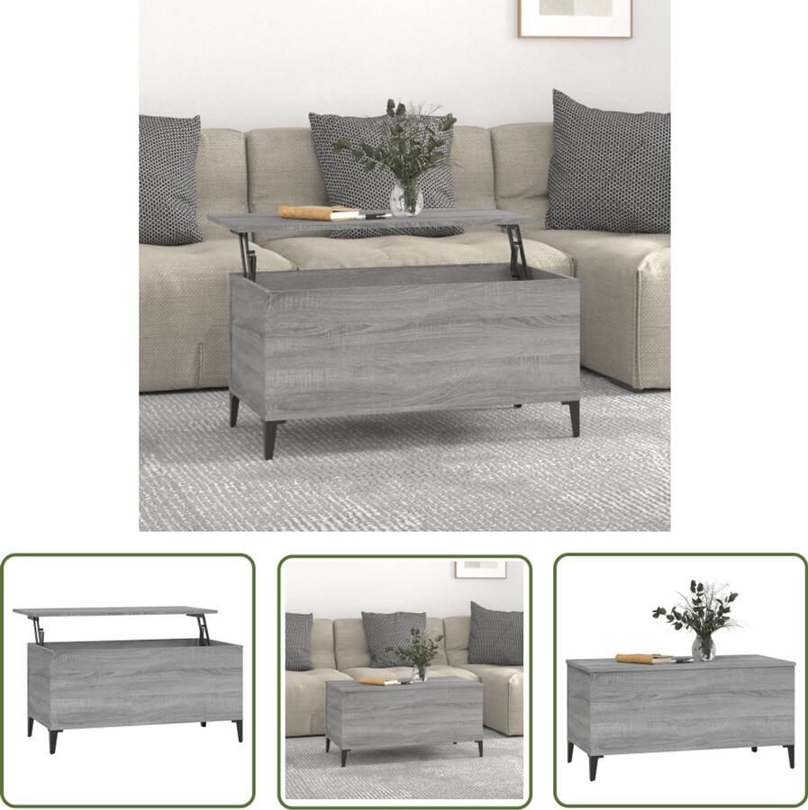 VidaXL Salontafel 90x44 5x45 cm Grijs Sonoma Eiken Salontafel Houten Salontafel Grijze Salontafel Lift Top Tafel Multifunctionele Tafel Koffietafel Bijzettafel