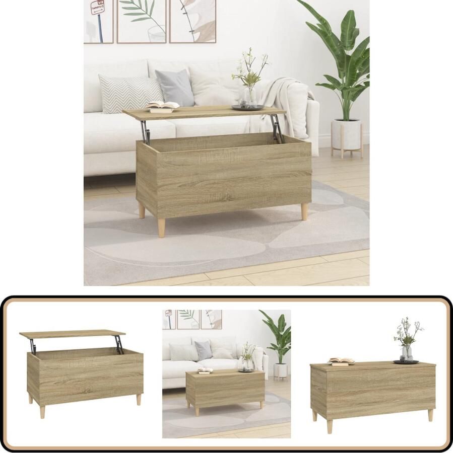 VidaXL Salontafel 90x44 5x45 cm Sonoma eikenkleur Salontafel Houten Salontafel Lift Top Tafel Salontafel Met Lade Eiken Meubilair