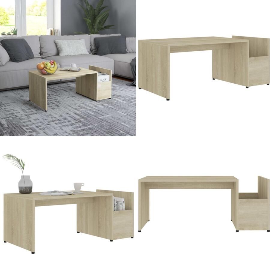 VidaXL Salontafel 90x45x35 cm bewerkt hout sonoma eikenkleurig Salontafel Salontafels Tafel Tafels