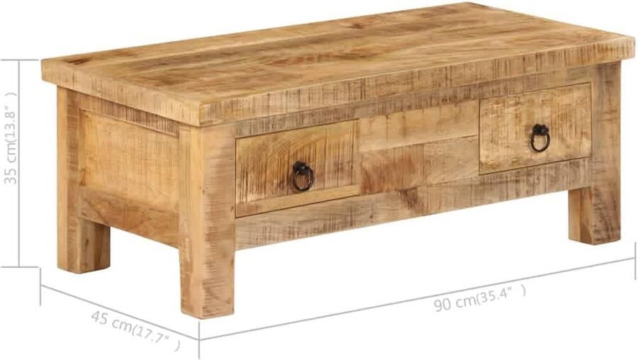 VidaXL Salontafel 90x45x35 cm massief mangohout - Foto 3