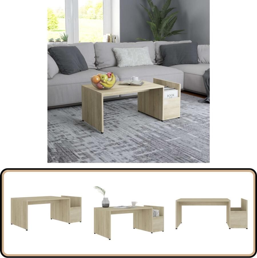 VidaXL Salontafel 90x45x35 cm Sonoma eiken Salontafel Eikenhouten Meubilair Houten Salontafel Moderne Salontafel Rechthoekige Salontafel