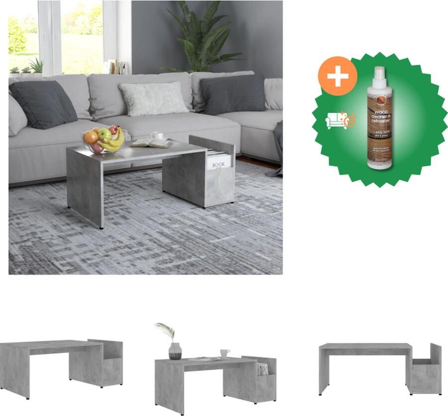 VidaXL Salontafel 90x45x35 cm spaanplaat betongrijs Tafel Inclusief Houtreiniger en verfrisser