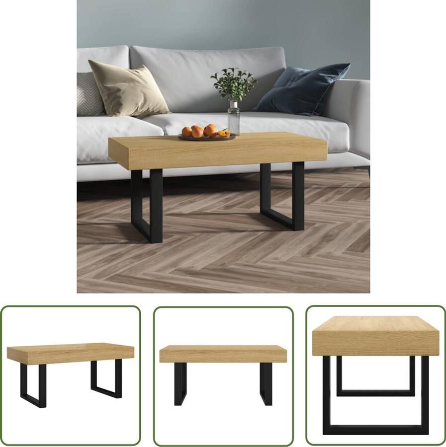 VidaXL Salontafel 90x45x40 cm MDF en IJzer Lichtbruin Zwart Salontafel Bijzettafel Trendy Mdf Ijzer Bruin Zwarte Salontafel Livingroom Meubilair Moderne Salontafel Kleine Salontafel Stijlvolle Salontafel
