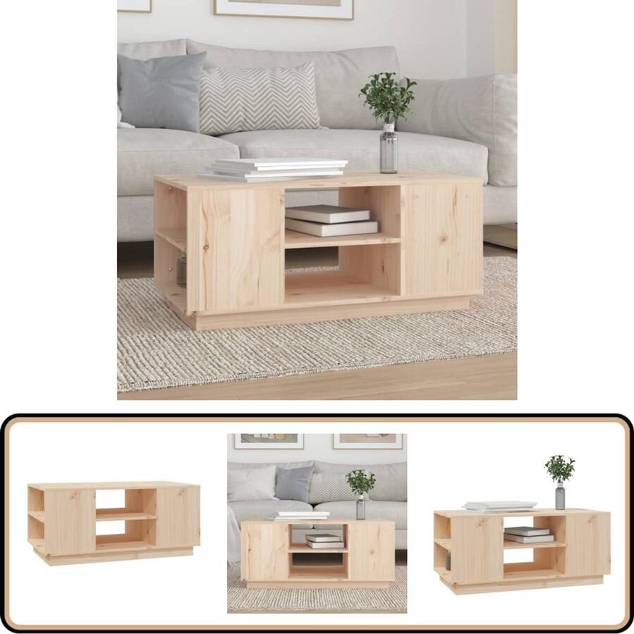 VidaXL Salontafel 90x49x40 5 cm Massief Grenenhout Salontafel Bijzettafel Hout Meubel Grenenhout Meubilair Bruine Salontafel