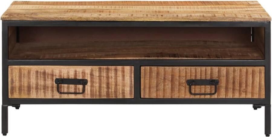 VidaXL Salontafel 90x50x30 cm massief ruw mangohout Salontafel Houten Salontafel Mangoholontafel Industrieel Design Vintage Salontafel