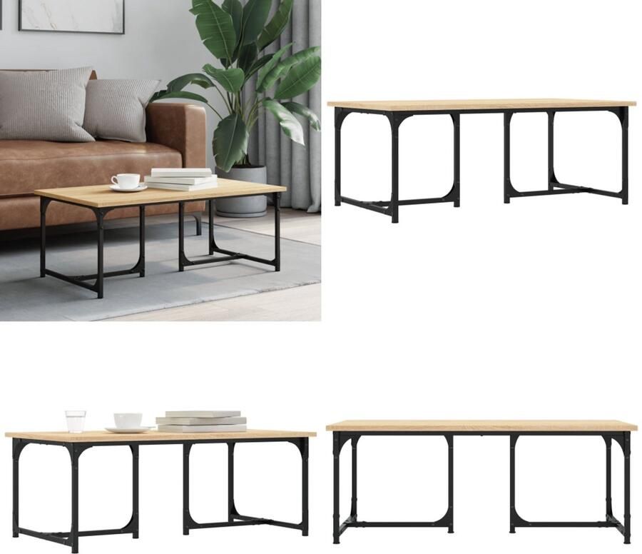 VidaXL Salontafel 90x50x35 cm bewerkt hout sonoma eikenkleurig Salontafel Salontafels Tafel Bijzettafel