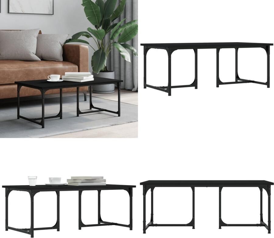 VidaXL Salontafel 90x50x35 cm bewerkt hout zwart Salontafel Salontafels Tafel Bijzettafel