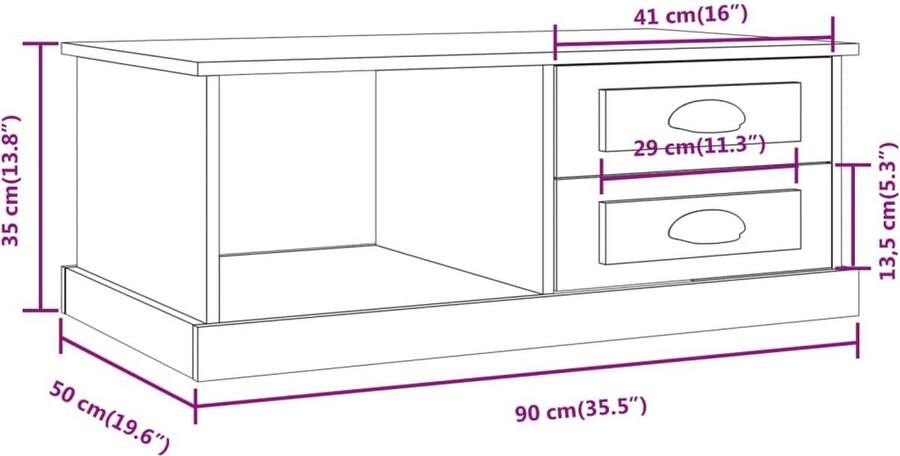 VidaXL Salontafel 90x50x35 cm Gerookt Eiken Salontafel Houten Salontafel Salontafeltje Tv Tafeltje Living Room Furniture