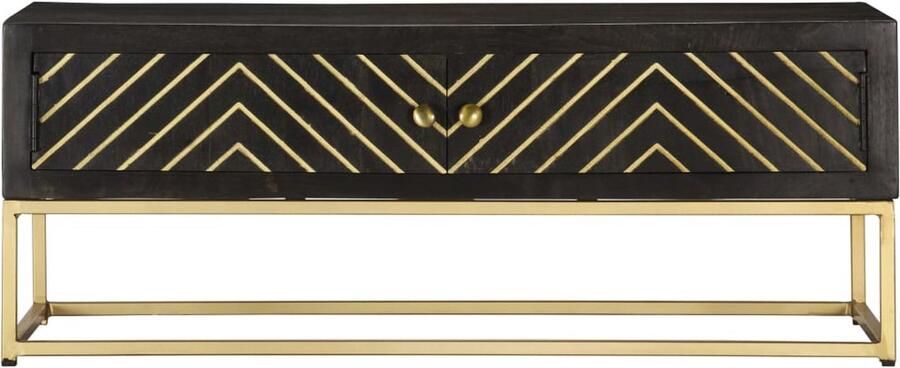 VidaXL Salontafel 90x50x35 cm Mangohout Zwart Goud Retro Tafel Mangoholzt Meubilair Vintage Salontafel Sidetable Bijzettafel Design Tafel