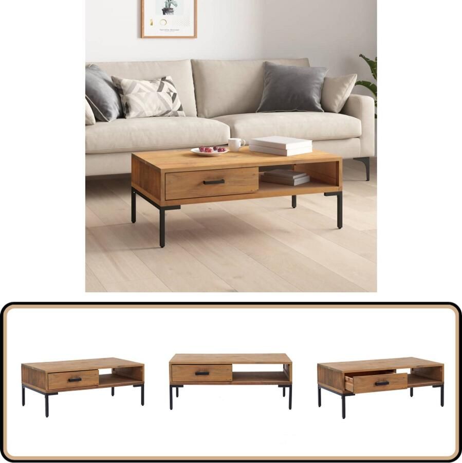 VidaXL Salontafel 90x50x35 cm massief grenenhout Salontafel Industrie Style Vintage Meubels Houten Salontafel Tv Tafellaar Bijzettafel Opslagruimte Rustic Furniture