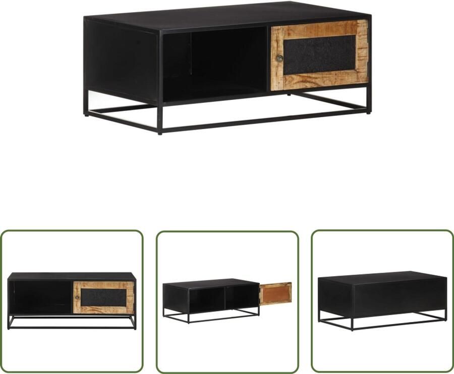 VidaXL Salontafel 90x50x35 cm Ruw Mangohout Industriele Woontrends Salontafel Mango Hout Vintage Stijl Handgemaakte Meubelen Unieke Design Living Room Decor