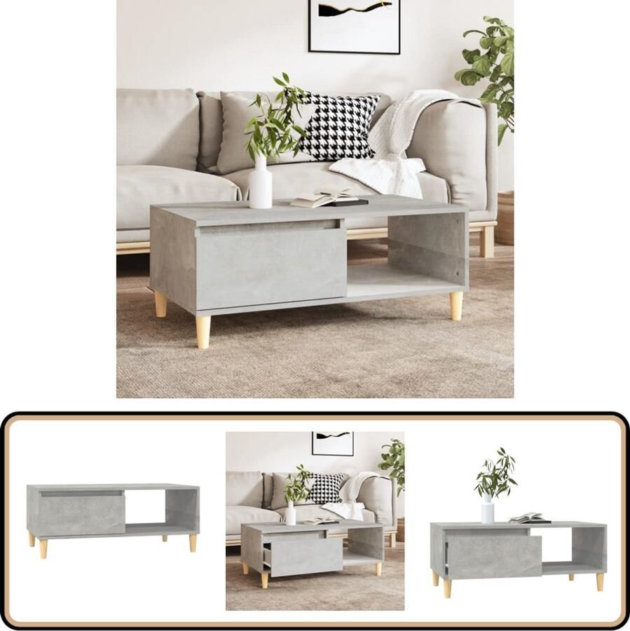 VidaXL Salontafel 90x50x36 5 cm Betongrijs Hout Scandinavische Stijl Salontafel Bijzettafel Hout Meubilair Beton Grijs