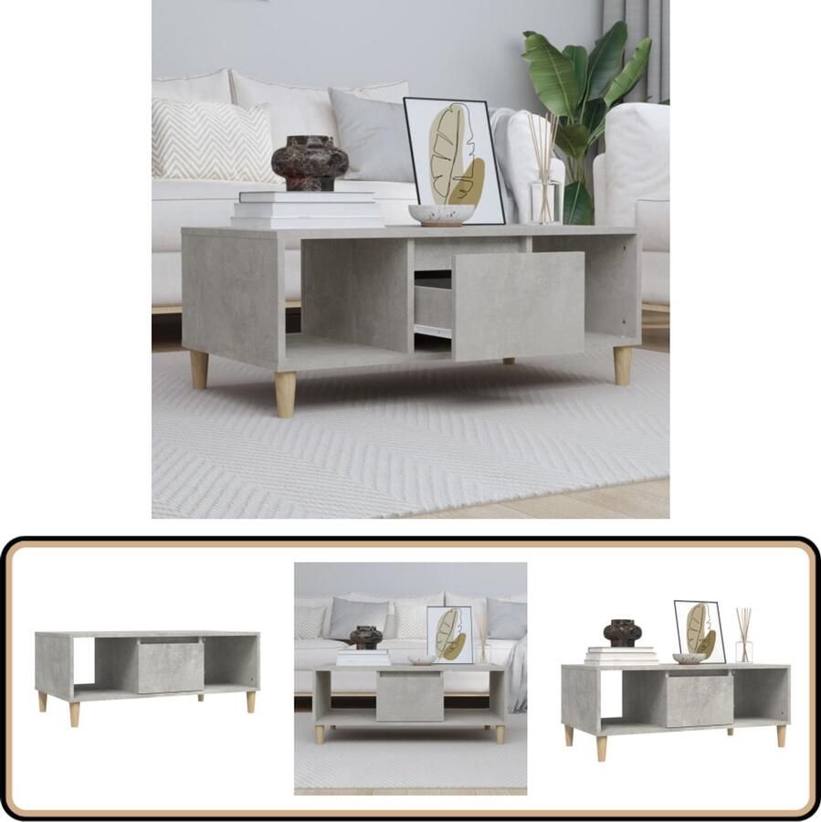 VidaXL Salontafel 90x50x36 5 cm Betongrijs Salontafel Bijzettafel Beton Grijs Bewerkt Hout Livingroom Furniture Interieurdecoratie