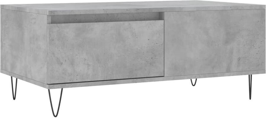 The Living Store Salontafel Betongrijs Bewerkt Hout en Metaal 90 x 50 x 36.5 cm Laden Stevig Tafelblad Metalen Poten Salontafel Bijzettafel Houten Tafel Beton Grijs Modern Meubilair - Foto 2
