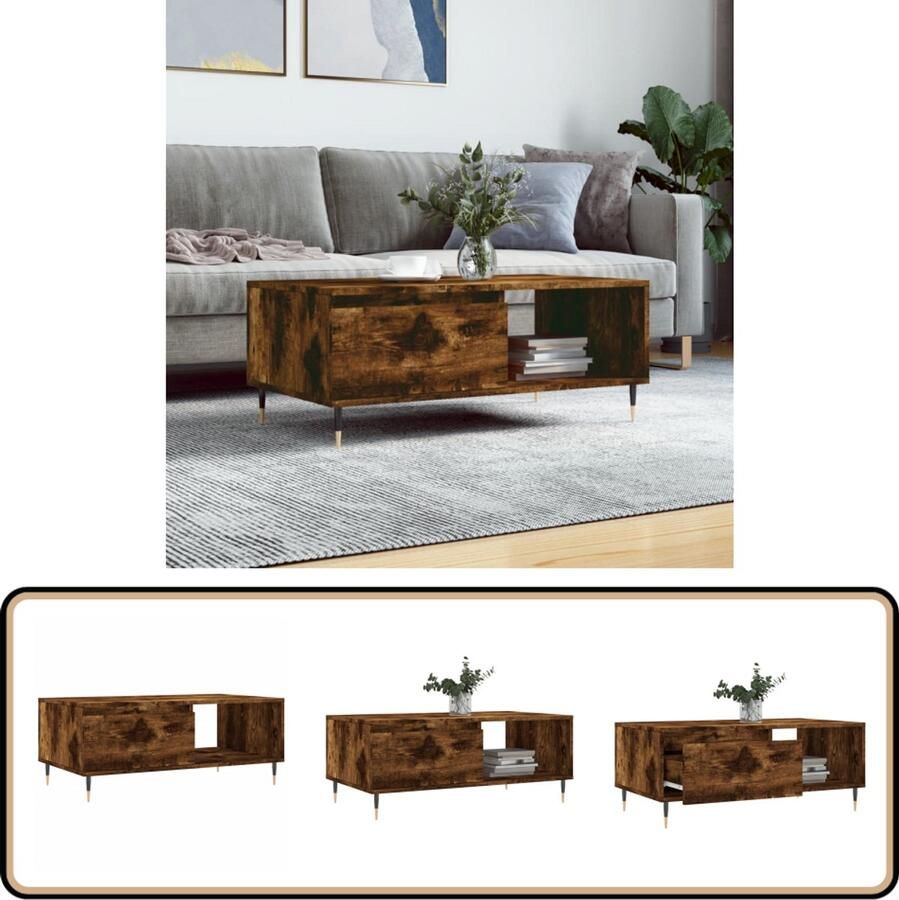 VidaXL Salontafel 90x50x36 5 cm Gerookt Eiken Salontafel Houten Salontafel Gerookte Eiken Salontafel Salontafeltje Tv Tafeltje