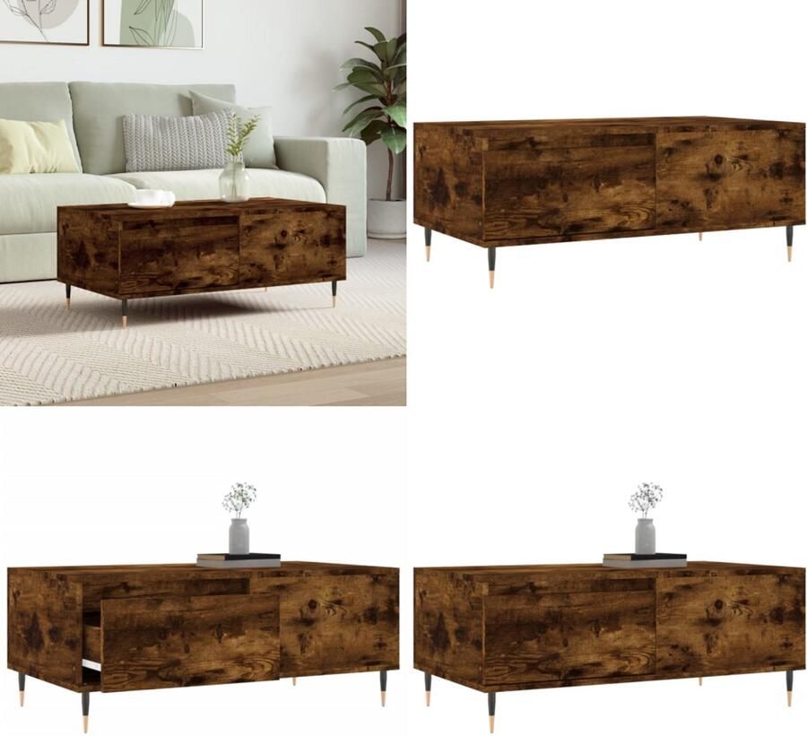 VidaXL Salontafel 90x50x36 5 cm bewerkt hout gerookt eikenkleurig Salontafel Salontafels Tafel Bijzettafel