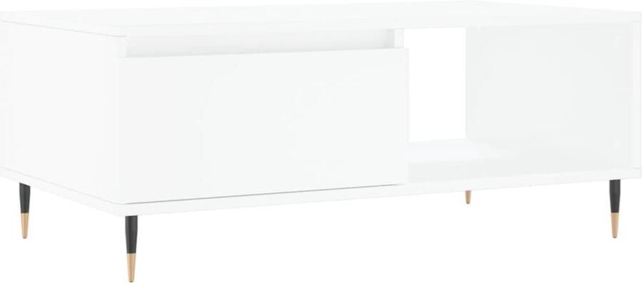 The Living Store Salontafel Trendy bijzettafel 90 x 50 x 36.5 cm bewerkt hout Salontafel Bijzettafel Houten Tafel Witte Tafel Design Tafel