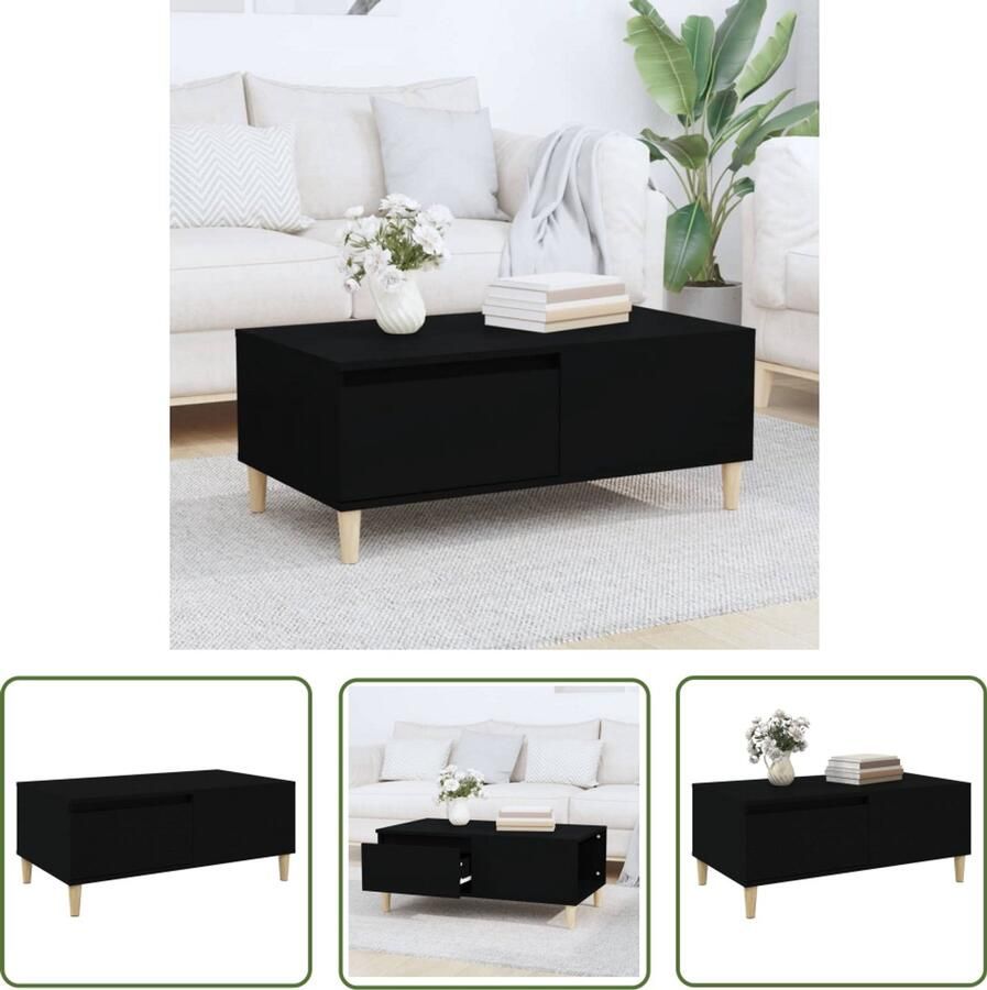 VidaXL Salontafel 90x50x36 5 cm Bewerkt hout Zwart Salontafel Houten Salontafel Zwarte Salontafel Scandinavische Salontafel Bijzettafel Lage Tafel Tv Tafeltje