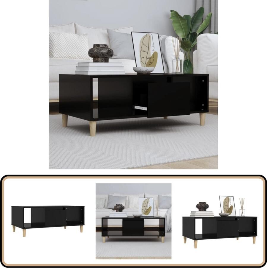 VidaXL Salontafel 90x50x36 5 cm Bewerkte Hout Zwart Salontafel Koffietafel Tv Tafellaar Houten Salontafel Zwarte Salontafel Met Opbergruimte Kleine Salontafel