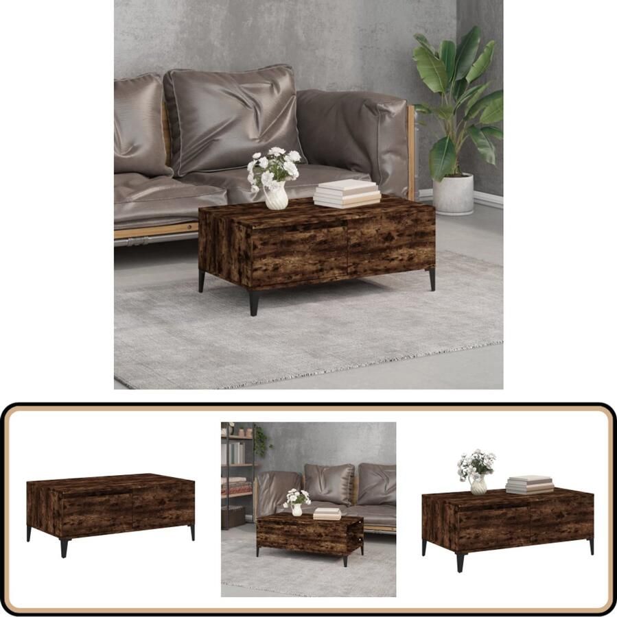 VidaXL Salontafel 90x50x36 5 cm Gerookt Eiken Salontafel Houten Salontafel Gerookte Eiken Salontafel Met Lade Bijzettafel Moderne Salontafel Kleine Salontafel Tv Tafeltje