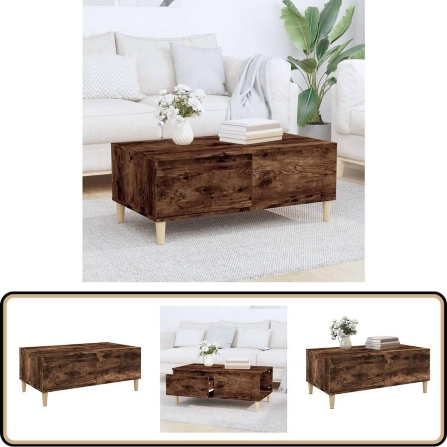 VidaXL Salontafel 90x50x36 5 cm Gerookt Eiken Salontafel Scandinavisch Design Houten Tafel Gerookt Eiken Tv Tafels Living Room Furniture
