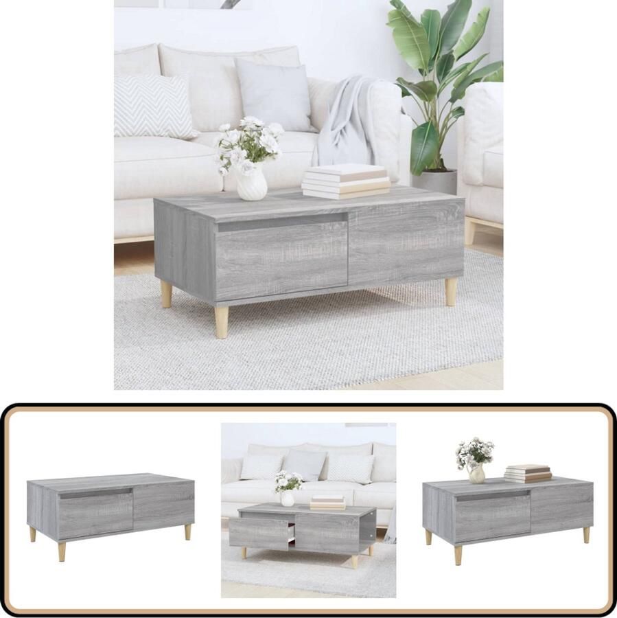 VidaXL Salontafel 90x50x36 5 cm Grijs Sonoma Eiken Salontafel Scandinavisch Design Grijze Salontafel Houten Salontafel Bijzettafel Living Room Furniture