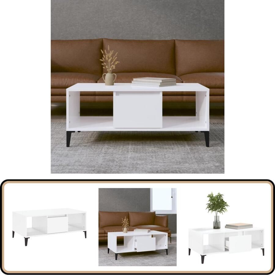 VidaXL Salontafel 90x50x36 5 cm Hoogglans Wit Industriele Salontafel Met Opbergruimte Witte Salontafel Houten Salontafel Metaalsalontafel Kleine Salontafel Moderne Salontafel Design Salontafel