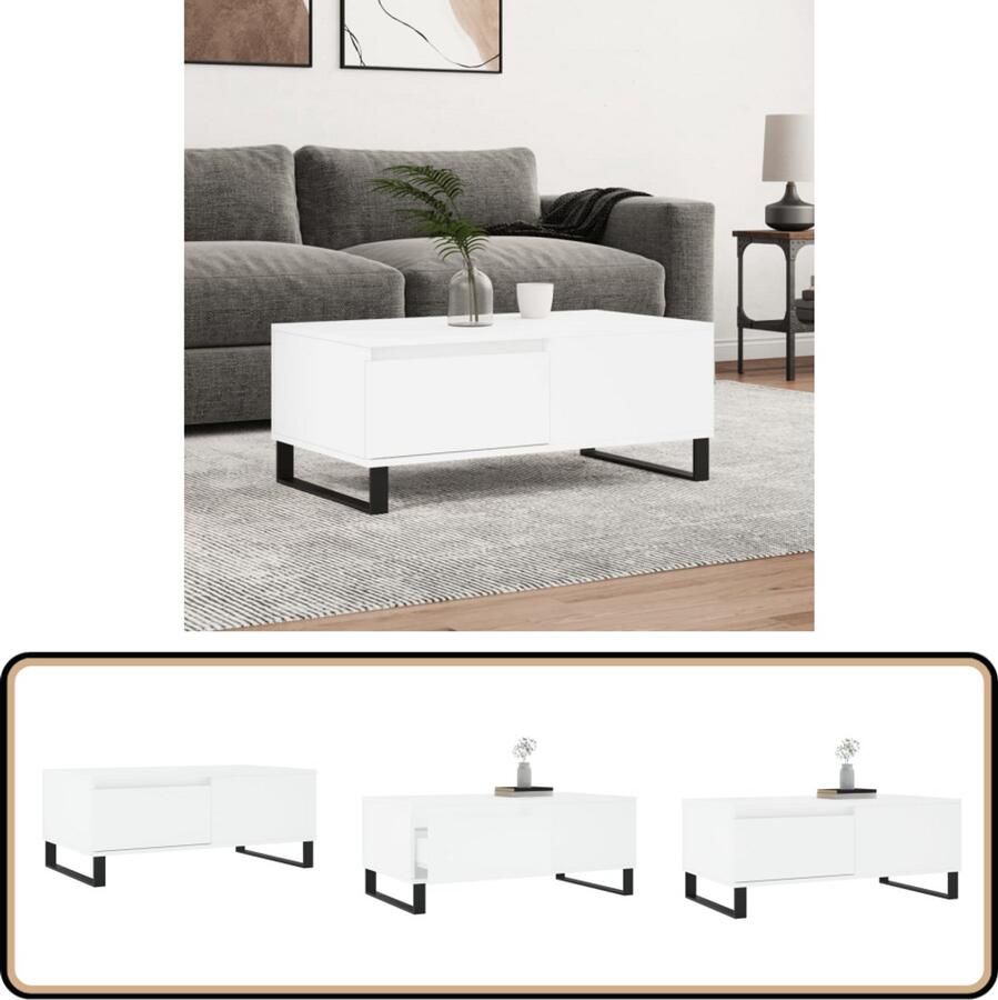 VidaXL Salontafel 90x50x36 5 cm Wit Bewerkt hout Salontafel Bijzettafel Houten Salontafel Witte Salontafel Modern Meubilair Livingroom Furniture Kamerdecoratie
