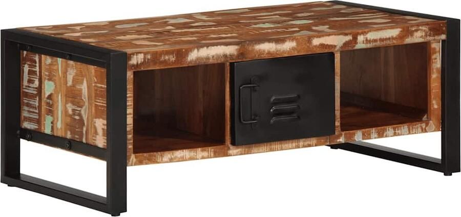 VidaXL Salontafel 90x50x36 cm gerecycled hout Salontafel Houten Salontafel Vintage Salontafel Industrieel Meubilair Multifunctionele Tafel - Foto 2