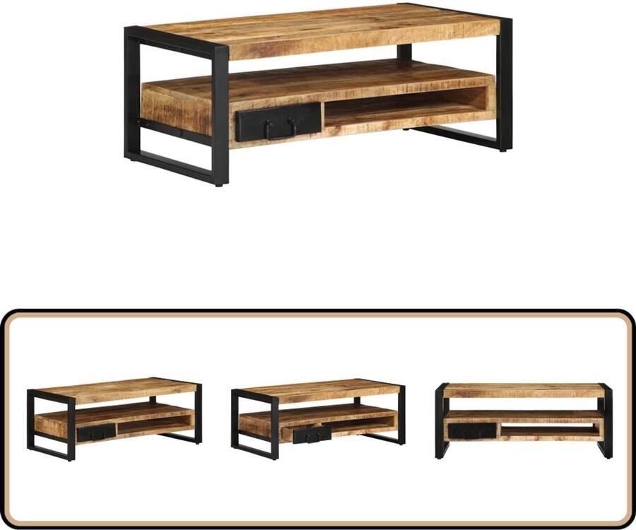 VidaXL Salontafel 90x50x36 cm Mangohout en IJzer Salontafel Salontafels Bijzettafel Banktafel