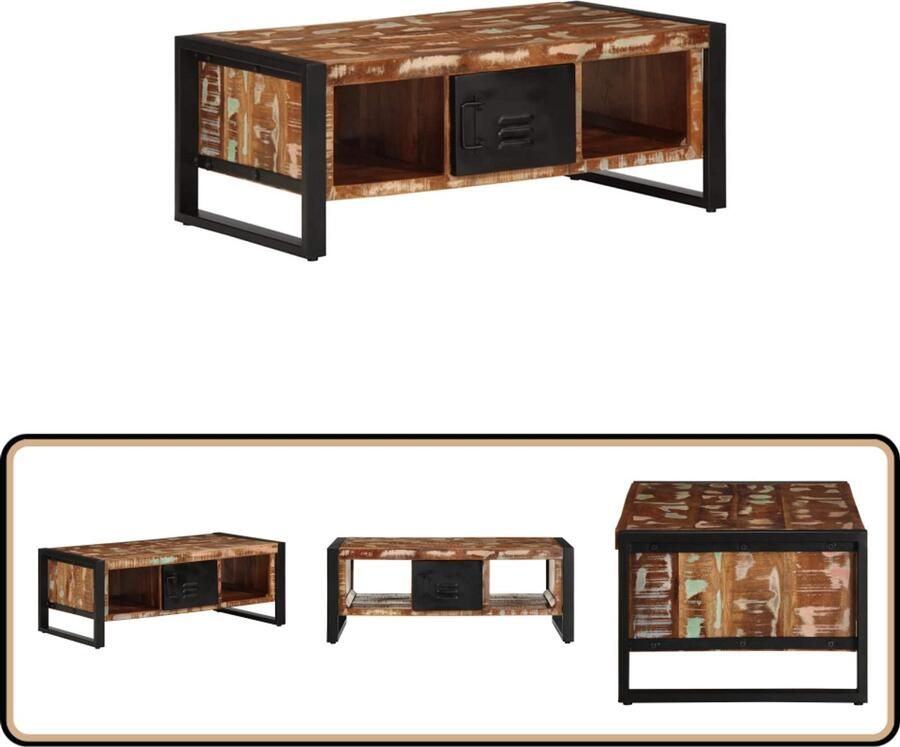 VidaXL Salontafel 90x50x36 cm gerecycled hout Salontafel Houten Salontafel Vintage Salontafel Industrieel Meubilair Multifunctionele Tafel