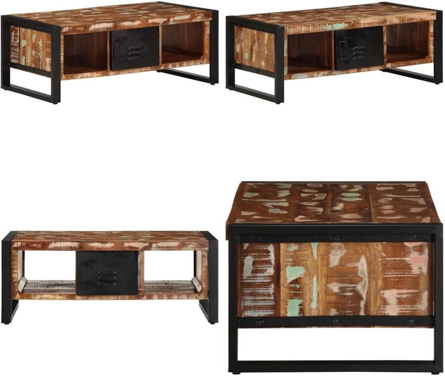 VidaXL Salontafel 90x50x36 cm massief gerecycled hout meerkleurig Salontafel Salontafels Bijzettafel Banktafel - Foto 2