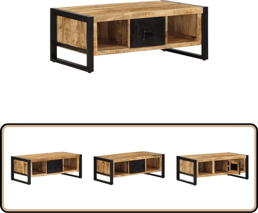 VidaXL Salontafel Mangohout 90x50x36 cm Salontafel Houten Salontafel Mangohouten Salontafel Industrieel Meubilair Livingroom Furniture