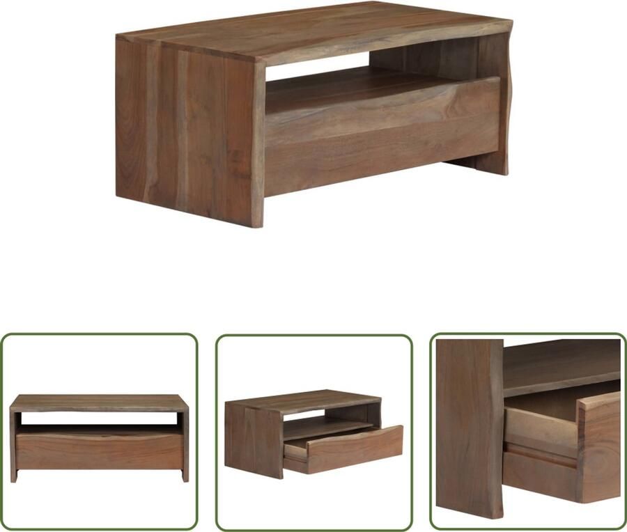 VidaXL Salontafel met natuurlijke rand 90x50x40 cm massief acaciahout grijs - Foto 3