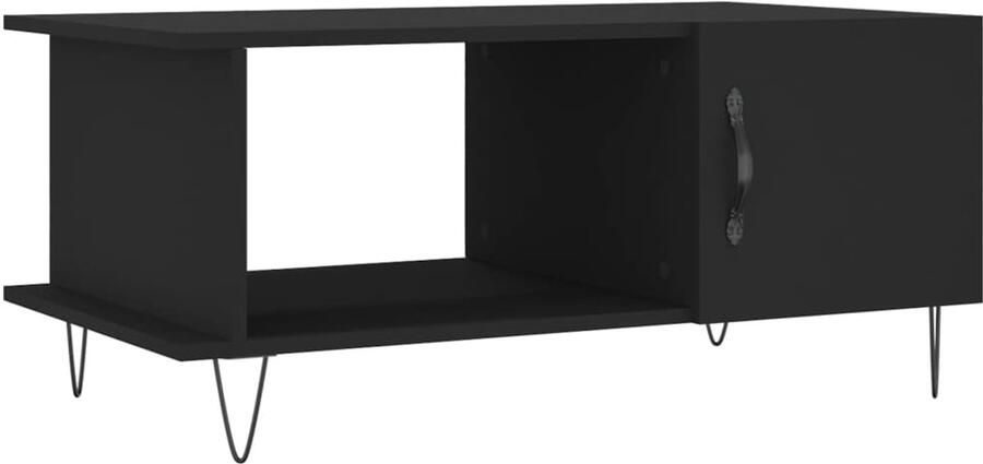VidaXL Salontafel 90x50x40 cm bewerkt hout zwart Salontafel Houten Salontafel Zwarte Salontafel Industriële Salontafel Tv Tafels Bijzettafel Stoere Salontafel Salontafels Tafel Bijzettafel