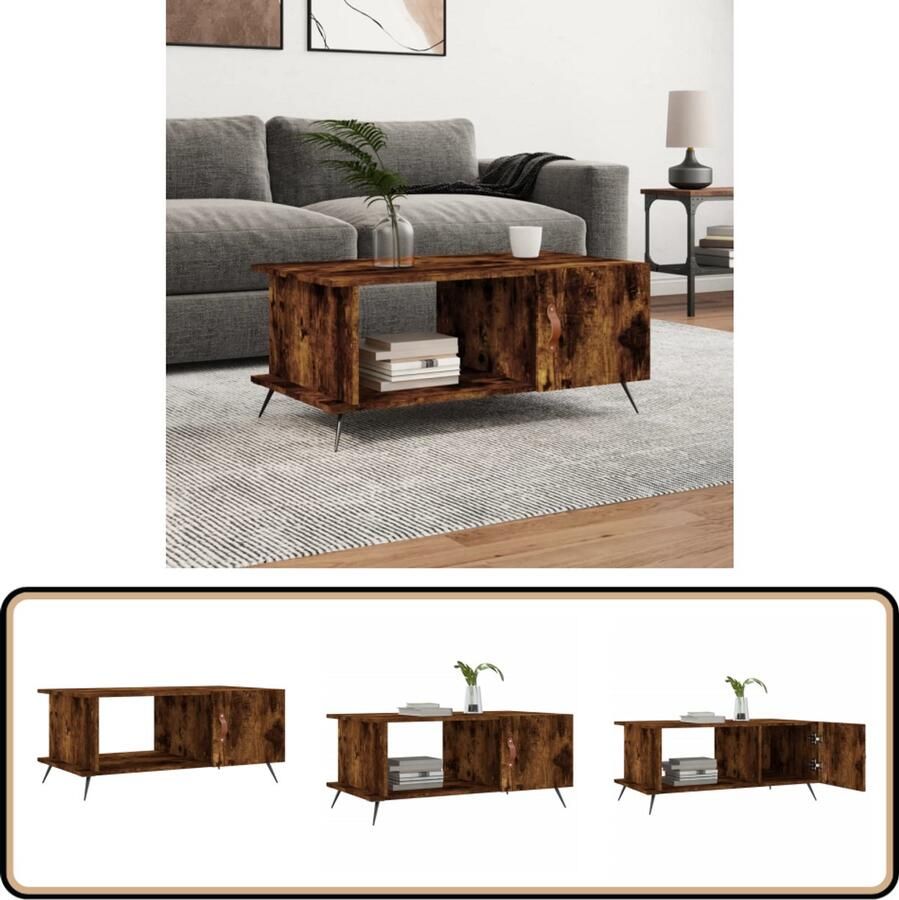 VidaXL Salontafel 90x50x40 cm Gerookt Eiken Salontafel Bijzettafel Houten Salontafel Met Lade Bruine Salontafel