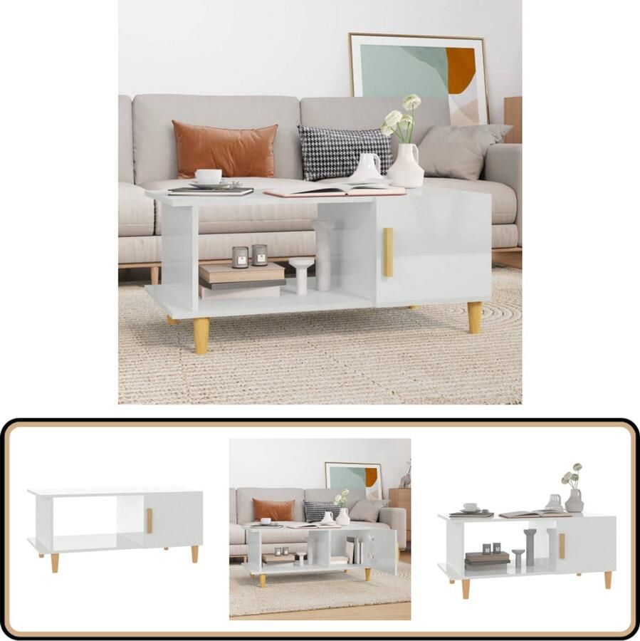 VidaXL Salontafel 90x50x40 cm Hoogglans Wit Salontafel Houten Salontafel Witte Salontafel Minimalist Design Bijzettafel