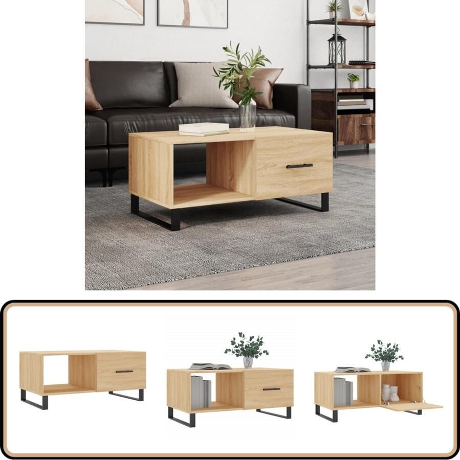 VidaXL Salontafel 90x50x40 cm Sonoma eiken Hout Salontafel Bijzettafel Houten Salontafel Eiken Salontafel Moderne Salontafel