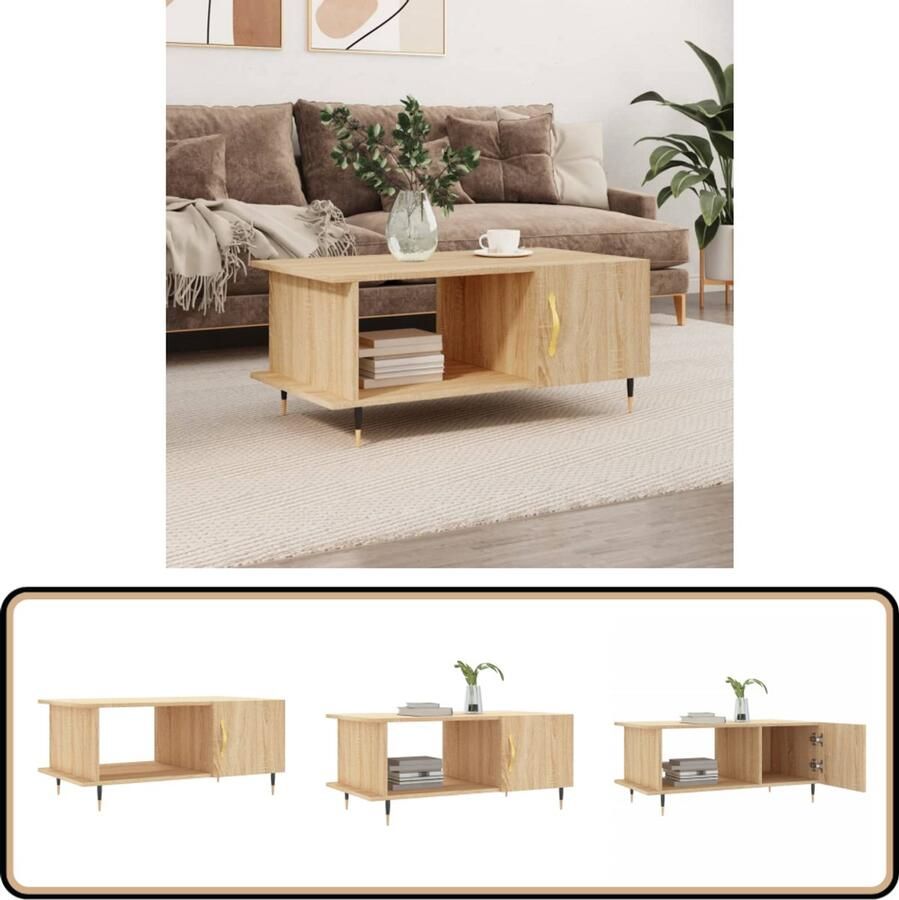 VidaXL Salontafel 90x50x40 cm Sonoma Eikenhout Salontafel Eikenhouten Meubilair Houten Salontafel Bijzettafel Tv Tafeltje