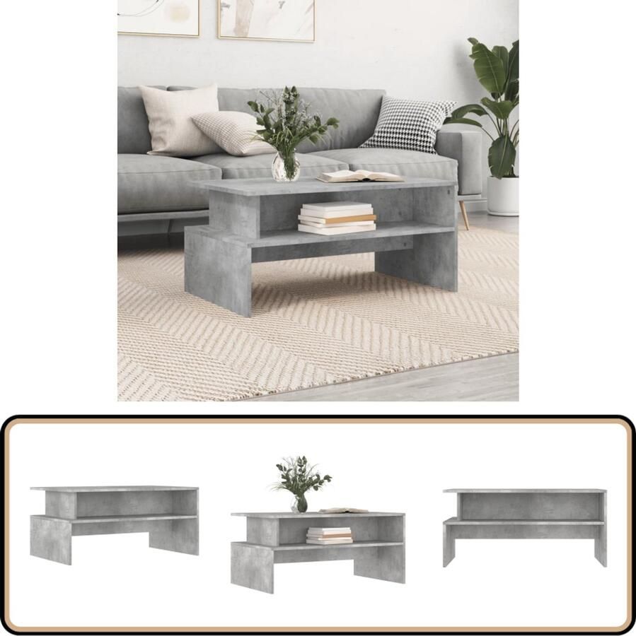 VidaXL Salontafel 90x55x42 5 cm Bewerkt hout Betongrijs Salontafel Bijzettafel Houten Salontafel Beton Grijs Meubilair Living Room Furniture