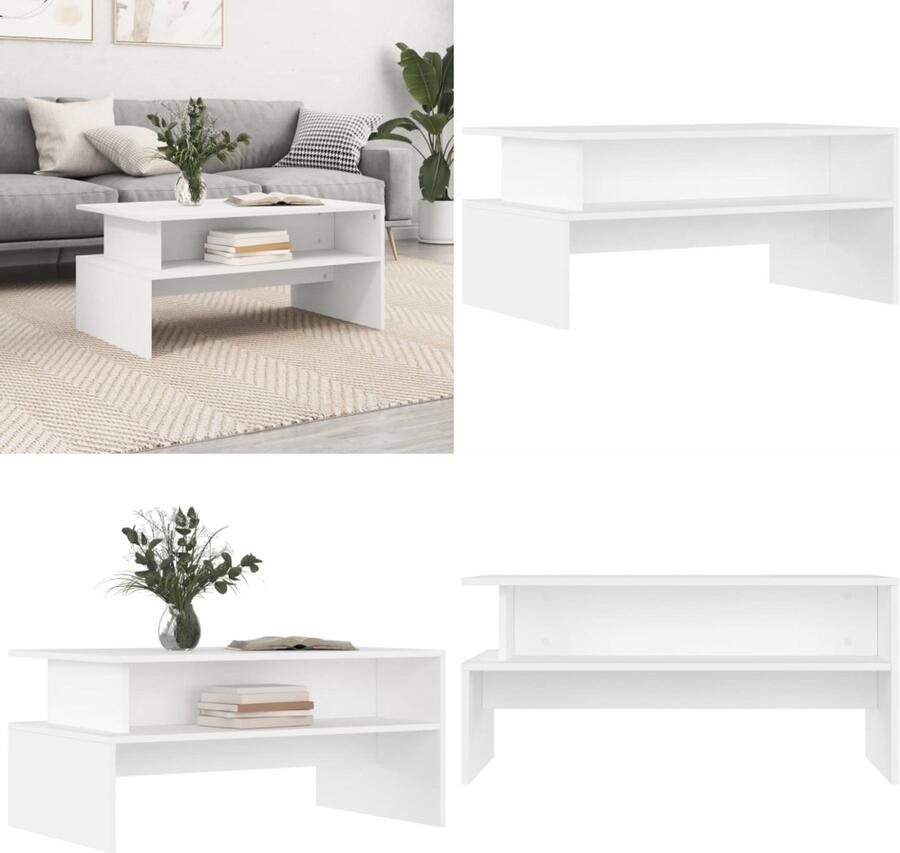 VidaXL Salontafel 90x55x42 5 cm bewerkt hout wit Salontafel Salontafels Bijzettafel Woonkamertafel