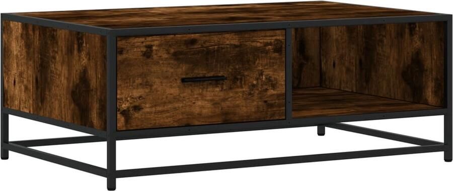 VidaXL Salontafel 90x57x35 cm Gerookt Eiken Salontafel Houten Tafel Industrieel Meubilair Bijzettafel Tv Tafeltje Decoratie Livingroom Furniture Stoer Meubel Multifunctioneel Compact Modern Design Rustiek