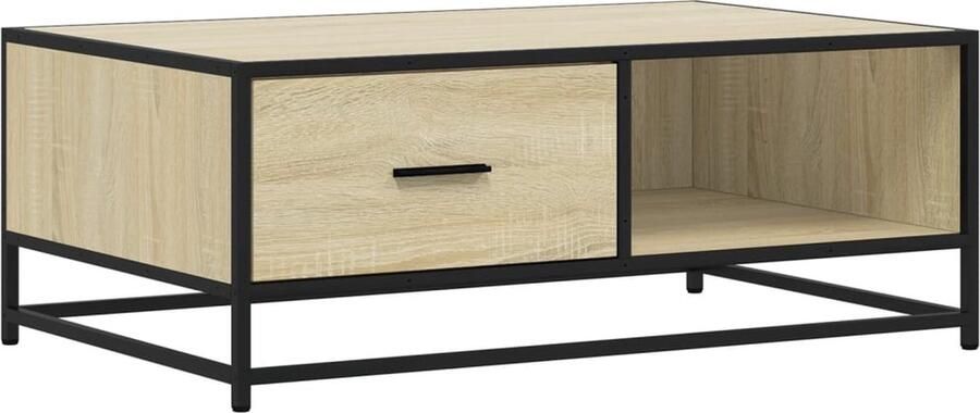 VidaXL Salontafel 90x57x35 cm bewerkt hout en metaal sonoma eiken