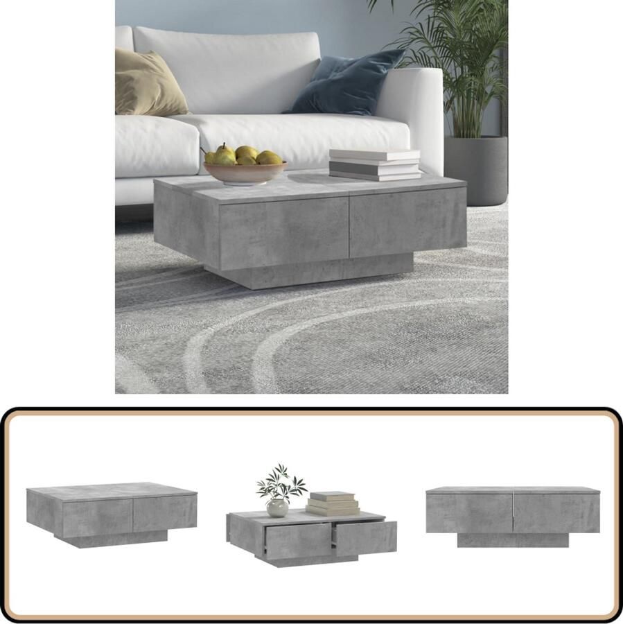 VidaXL Salontafel 90x60x31 cm Hout Betongrijs Salontafel Koffietafel Houten Salontafel Beton Grijs Salontafels